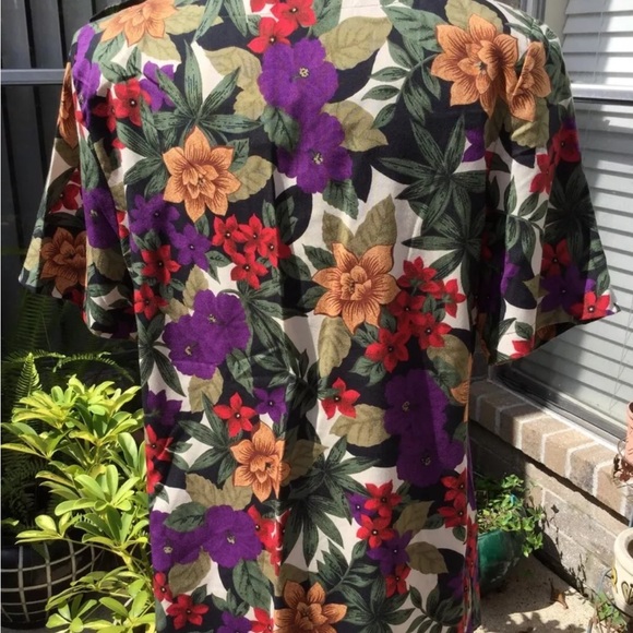 Cristin Stevens Multicolored Floral Blouse Top Button Shoulder Pads EUC Sz M - Picture 7 of 9